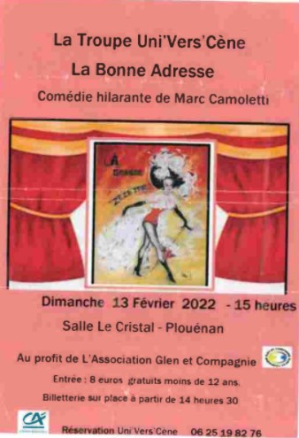 Affiche comédie "la bonne adresse" 13 février 2022