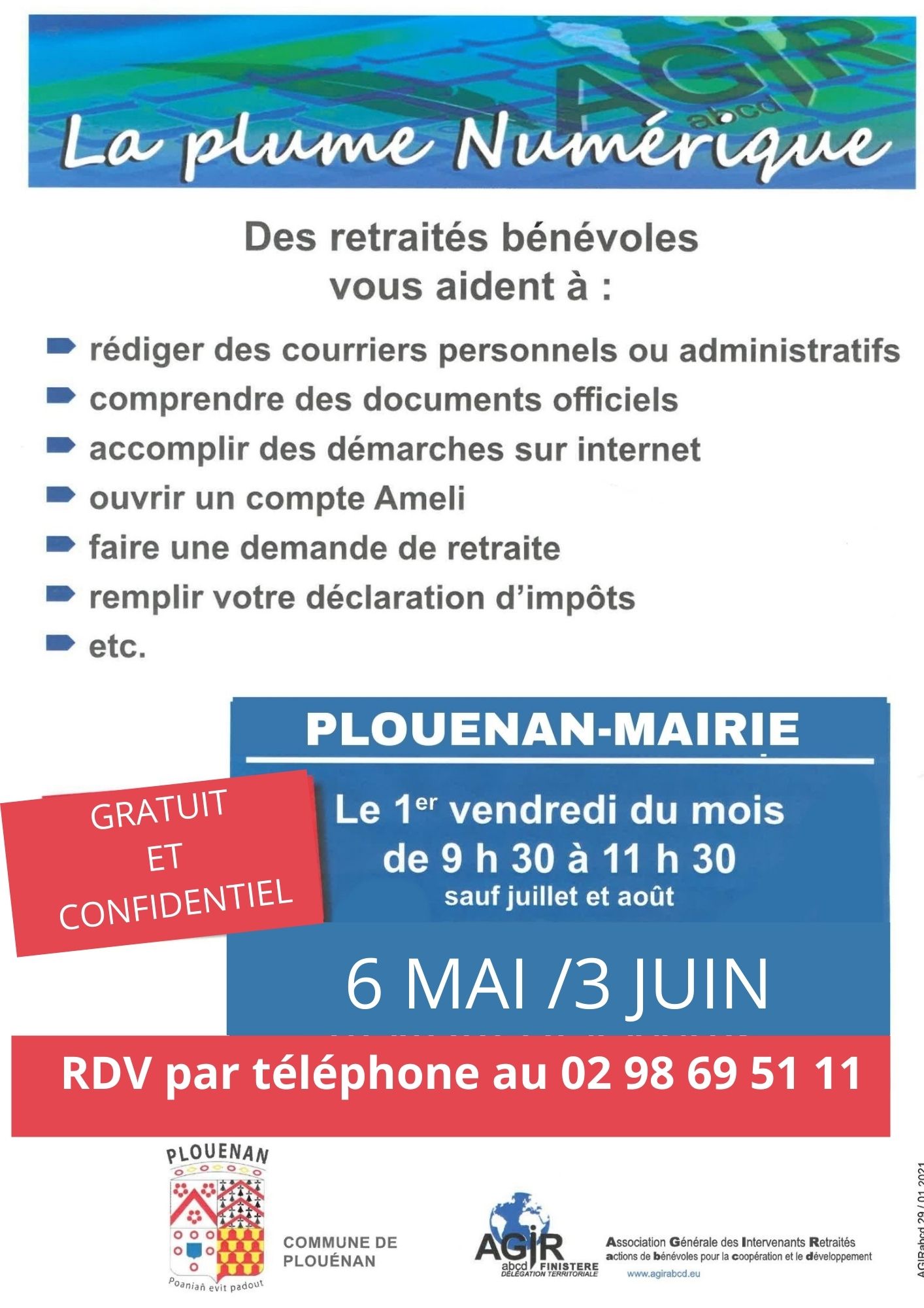 permanence 6 mai et 3 Juin aide à l'e-administration