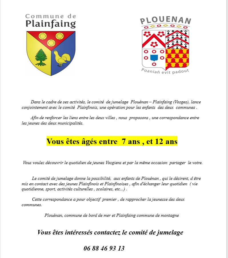 jumelage Plouénan/Plainfaing