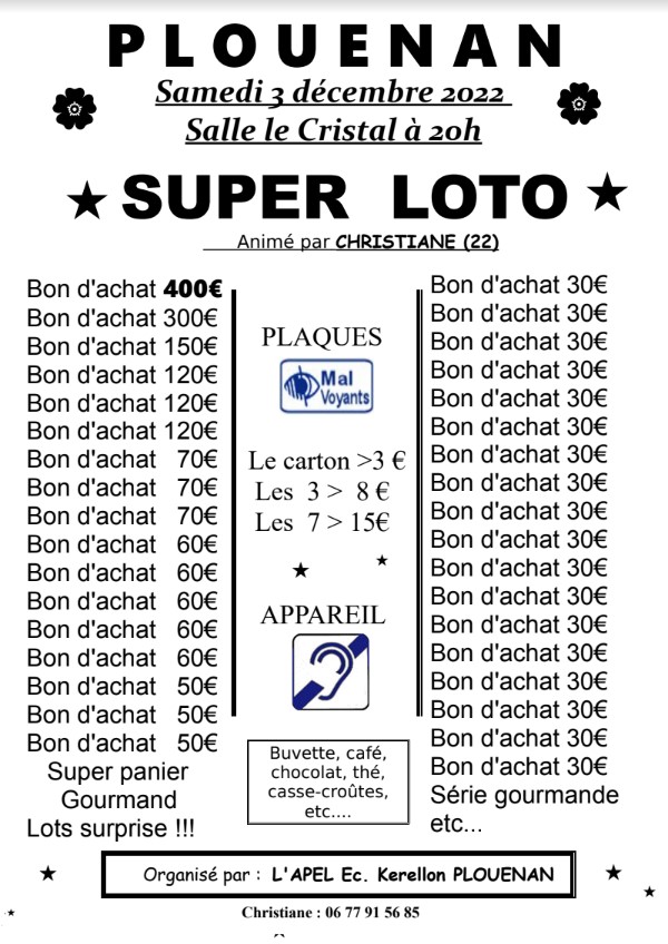 Loto 3 décembre à 20h